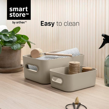 SmartStore Small Plastic Storage Box with Handles 8× 1.5 L | Organiser Basket for Bathroom, Laundry, Kitchen, Office Drawers and Shelves