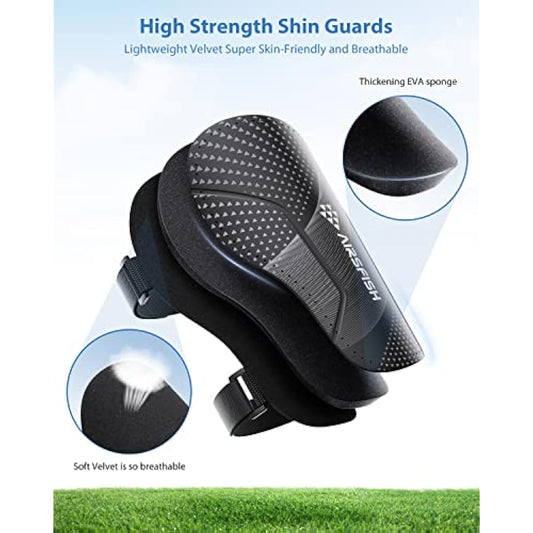 AirsFish Shin Pads Boys CE Certified Kids Football Shin Guards Breathable Non Slip Extended Adjustable Straps Lightweight Soccer Shin Pads for Boys Girls Teens Leg Calf Protective