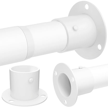 Wardrobe Rail, Heavy Duty Clothes Rod with End Sockets, Adjustable Hanging Rails for Clothes, Wardrobe and Bathroom, 68-90CM/Diameter 32MM, White