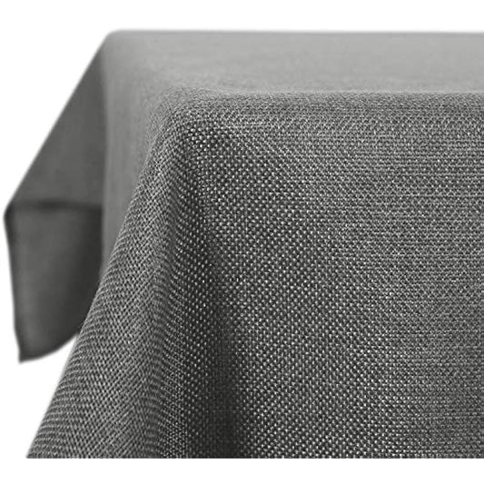 Deconovo Rectangle Water Resistant Tablecloth Faux Linen Wipeable Table Cloth for Garden Table 51x79in(130x200cm) Grey