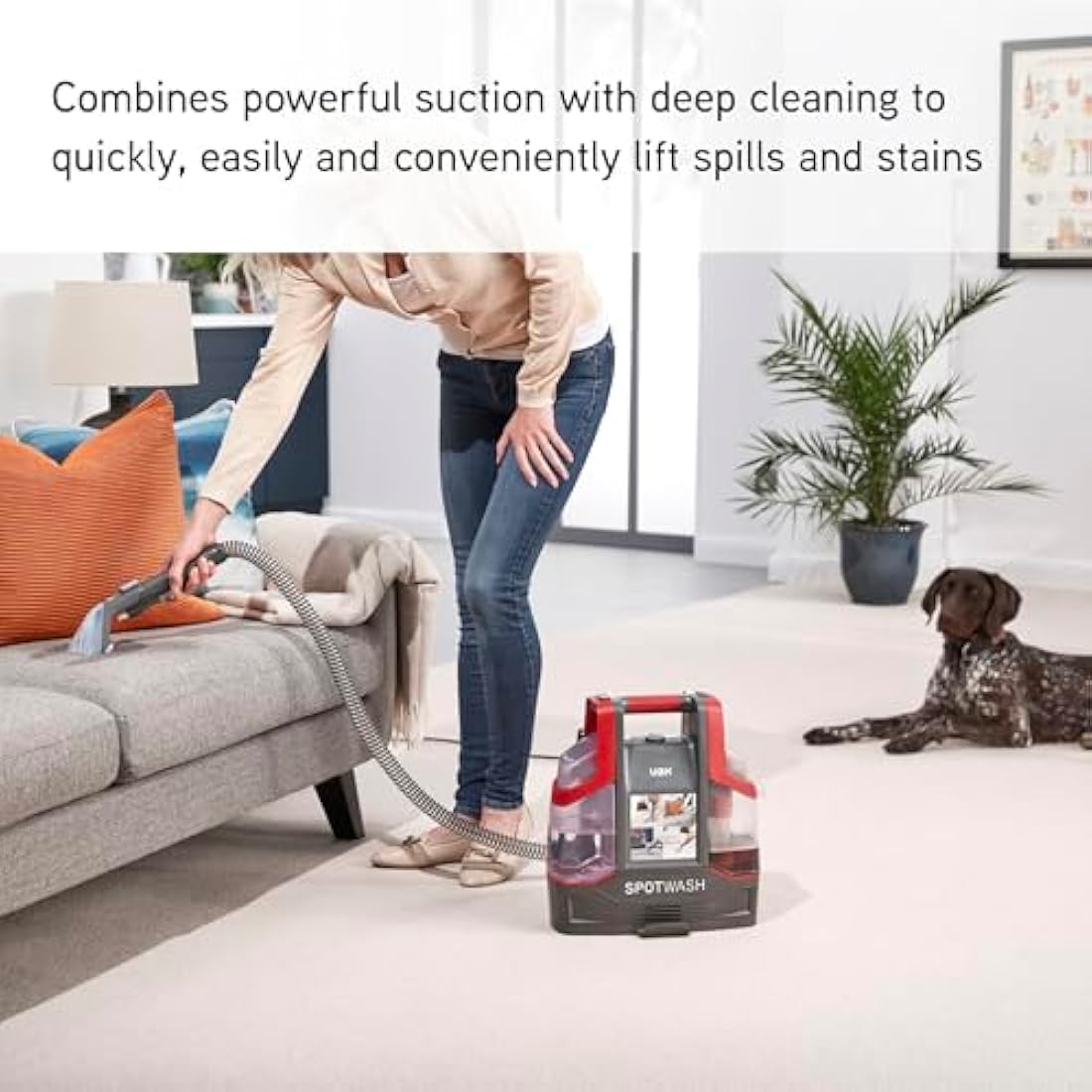 VAX SpotWash Spot Cleaner Ideal for Stains, Spills & Pet Messes, Suitible for Car, Sofa, Upholstery, Carpet, Stairs. Compact, Powerful & Handheld cleaning machine Includes 1L Vax Solution, CDCW-CSXS