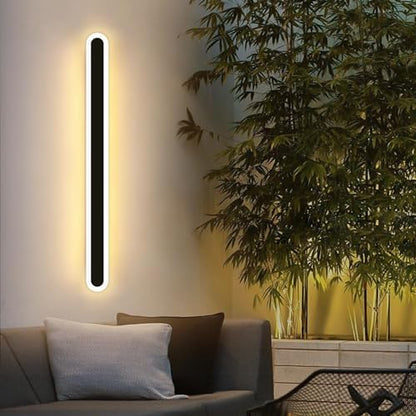 Mikeru 120CM Dimmable Modern Wall Light, Outdoor Long Fence Lamp Acrylic Wall Light 3000k/4500k/6000k Wall Mounted Sconce with Remote Control (Without Battery) for Indoor, Staircase