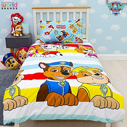 Paw Patrol Official Single Childs Duvet Cover Set | Pupster Design Reversible 2 Sided Bedding Including Matching Pillow Case | Brands Single Bed Set
