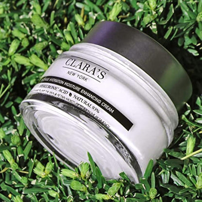 Clara's New York Intense Hydration Moisture Enhancing Cream, Anti-Aging Hyaluronic Acid Face Cream to Smooth and Plump Skin, Retains Moisture, Suitable for All Skin Types 50ml
