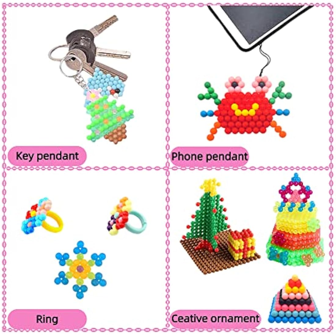 Chennyfun Water Fuse Beads Set, 24-Color DIY Sticky Beads, 3000 PCS Refill, Frozen Puzzle Educational Toy