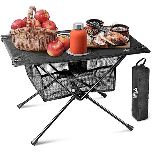 ZUNE LOTOO Portable Lightweight Camping Folding Table - 60x40x40cm Large Waterproof 35kg Bearing Capacity Sturdy Picnic Table, with Mesh Storage Organiser and Carry Bag, for Outdoor Hiking