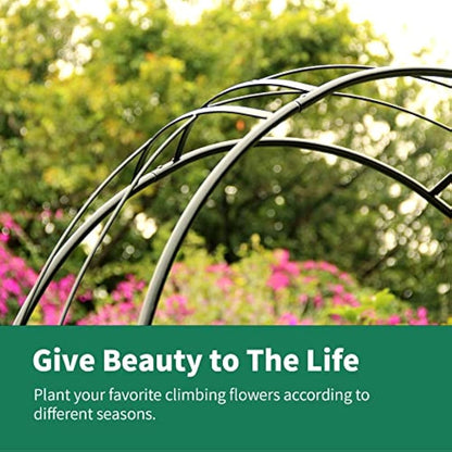 SCENDOR Rose Arch Garden Arbour, 87"H x 45"W Iron Curved Garden Archway, Romantic Garden Trellis for Climbing Plants, Jasmine Wedding Ceremony Arches