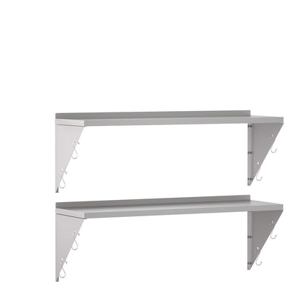TAIMIKO Stainless Steel Wall Shelf 120x30cm 2PCS
