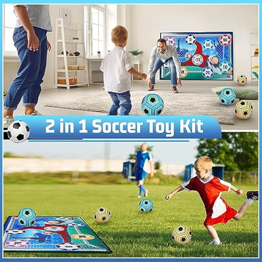VATOS Football Ball Game Set for Kids, Indoor Outdoor Backyard Toss Football Goal Game with Balls, Foldable Flannel Goals, Birthday for 3 4 5 6 7 8 Year Old Boys Girls Sport Toy