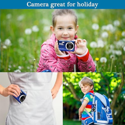 Digital Camera for Photography with FHD 1080P 18X Digital Zoom, 30MP Kids Rechargeable Point and Shoot Cameras,Built-in Microphone,Small Camera for Kids/Adult/Elderly/Beginners(Blue)