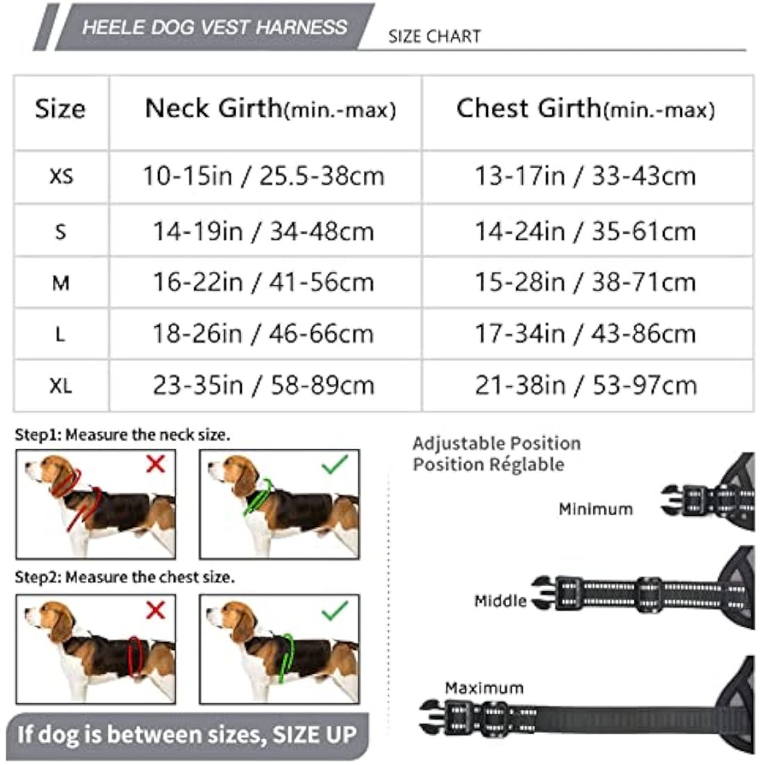 HEELE No Pull Dog Harness, Ex-Large, Release on Neck, Reflective, Adjustable with Front Back 2 Leash Attachments and Soft Padded Control Handle for Walking Training, Grey, XL