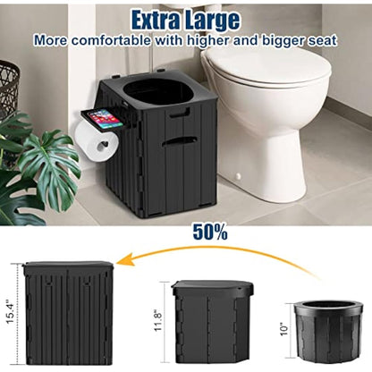 WADEO Extra-Large Camping Foldable Toilet, Heavy-Duty Portable Potty for Adults with Bigger Comfortable Seat & Sturdy Support, Travel WC for Heavy People, Big Guy, Elderly