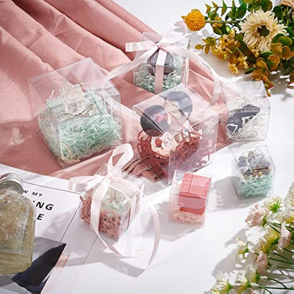 BENECREAT 60PCS 4x4x4cm Clear Cube Wedding Favour Boxes PVC Transparent Cube Gift Boxes for Candy Chocolate Birthday Party