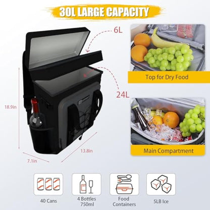 Backpack Cooler - AYAMAYA Upgrade Leakproof Cooler Backpack with Padded Top Handle, 40 Cans Large Waterproof Insulated Camping Coolers for Beach, Fishing, Picnic, Travel, BBQ