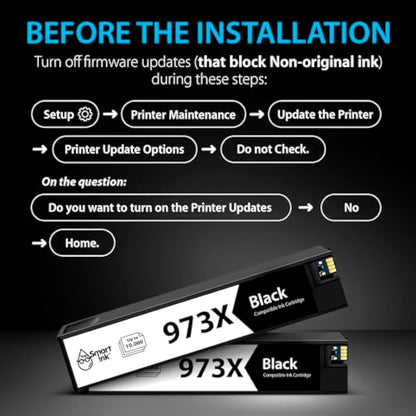 Smart Ink Compatible Ink Cartridges Replacement for HP 973X 973 973XL (2 Black Combo Pack) to use with HP PageWide Pro 477dw 577dw 452dw 477dn 452dn 577z 552dw P55250dw Printer