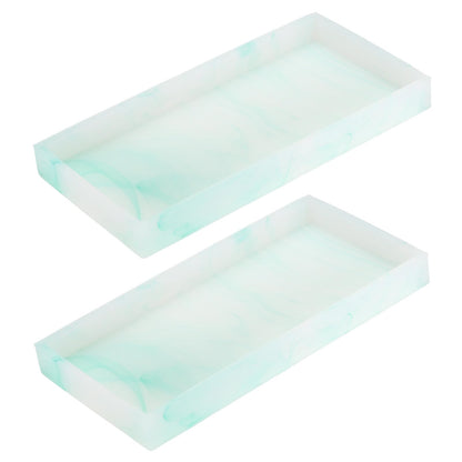 sourcing map 2Pcs Bathroom Vanity Tray, 7.9" x 3.9" Silicone Soap Dispenser Trays, Shatterproof Kitchen Sink Organizer for Soaps Keys Candle Trinket