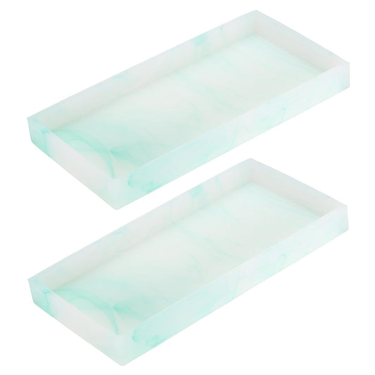 sourcing map 2Pcs Bathroom Vanity Tray, 7.9" x 3.9" Silicone Soap Dispenser Trays, Shatterproof Kitchen Sink Organizer for Soaps Keys Candle Trinket