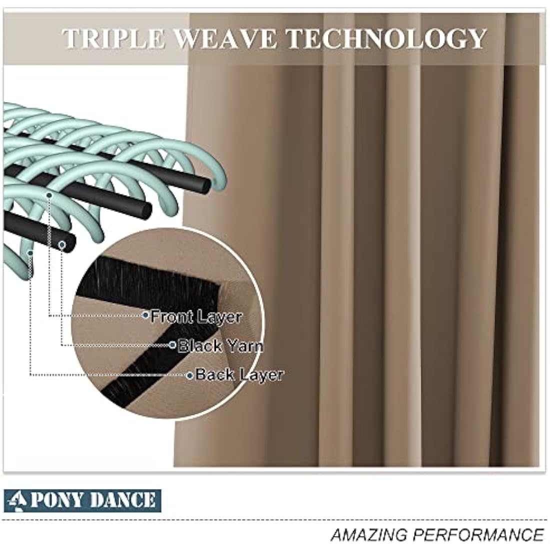 PONY DANCE Blackout Bedroom Curtains with Eyelet - Mocha 54 Inch Drop Thermal Curtains for Small Bay Window Light Blocking Short Privacy Drapes for Basement, Width 52 x Depth 54, 2 Panels