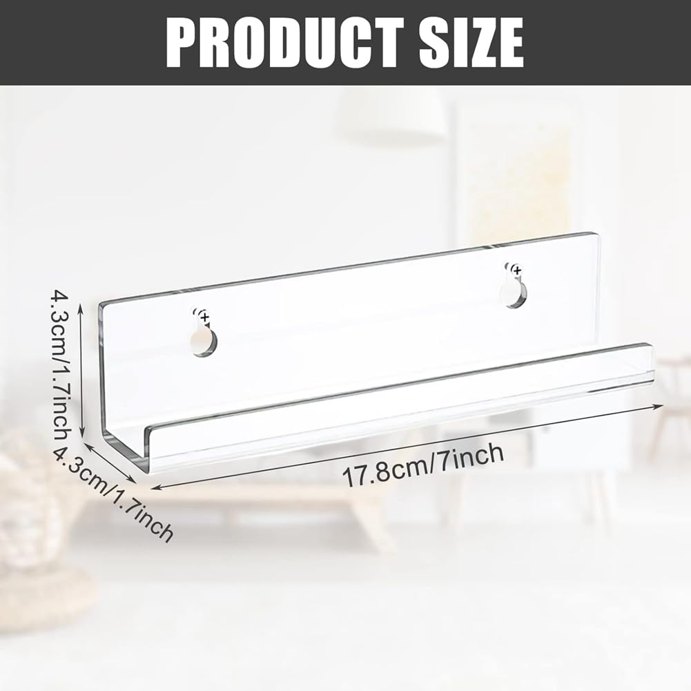 Povxlum Acrylic Vinyl Record Display Rack 6 Pack, Transparent, 7 Inch, Minimalist Floating Shelf for CDs, Blu-ray, Video Stores, Cafes, Bars