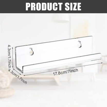 Povxlum Acrylic Vinyl Record Display Rack 6 Pack, Transparent, 7 Inch, Minimalist Floating Shelf for CDs, Blu-ray, Video Stores, Cafes, Bars
