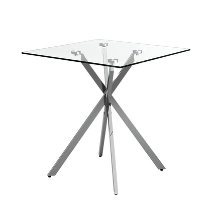 GOLDFAN Small Glass Table, Sofa Side Table with Silver Chrome Legs Modern Night Stand Side Tables Bedroom Square End Tables Living Room Home(SILVER)