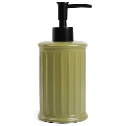 ANTIS'S HOME Ceramic Soap Dispenser Liquid 350ml | Refillable Hand & Dish Soap Bottle for Bathroom Kitchen | Modern Matte Green Countertop Dispenser