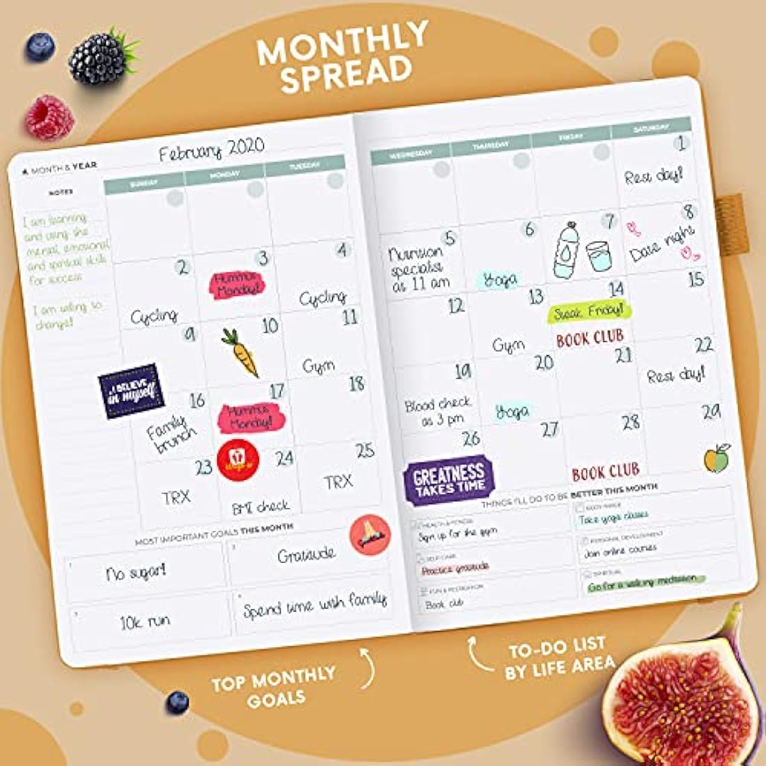 Clever Fox Wellness Journal – Weekly & Daily Health and Wellness Log, Food Journal & Meal Planner Diary for Calorie Counting, A5 (Amber Yellow)