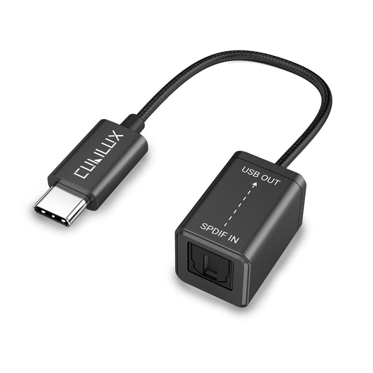Cubilux USB C Optical Audio Capture Adapter, TOSLINK to Type C Line-in Adapter, Compatible Recording, SPDIF Input Receiver, Laptop Tablet Android