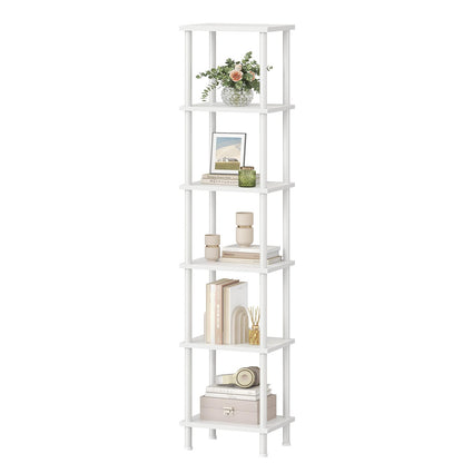 HOOBRO 6-Tier Bookshelf, Tall Bookcase, Shelving Unit, Twist-Lock Assembly, Large Capacity, Wooden Storage Display Shelf for Living Room, Home Office