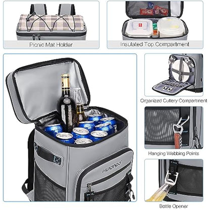 Hulongo Large Waterproof Insulated Cooler Backpack for Men & Women, Leak Proof Cooler Backpack
