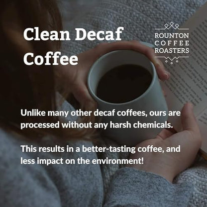 Rounton Coffee Roasters | 1kg DECAF COFFEE BEANS | Chemical Free Sparkling Water Decaffeinated Coffee Beans | Freshly Roasted Decaf Coffee Beans | Caffeine Free Espresso | Medium/Dark Roast