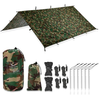 PURE HANG Rain Fly Tent Tarp Hammock 3m x 3m Waterproof Windproof UV Sunshade for Camping Shelter Canopy Camp Gear Outdoor Travel Snow - Lightweight Easy Setup Ripstop Nylon