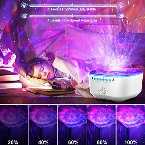 Bozhihong Galaxy Projector, Star Projector Night Light with Remote Control/Timer Function/Built-in Music, LED Projector Light with 8 Lighting Modes for Kids Adults Bedroom/Party/Gift (White)