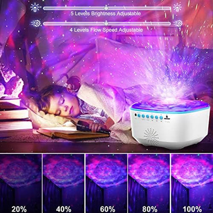 Bozhihong Galaxy Projector, Star Projector Night Light with Remote Control/Timer Function/Built-in Music, LED Projector Light with 8 Lighting Modes for Kids Adults Bedroom/Party/Gift (White)