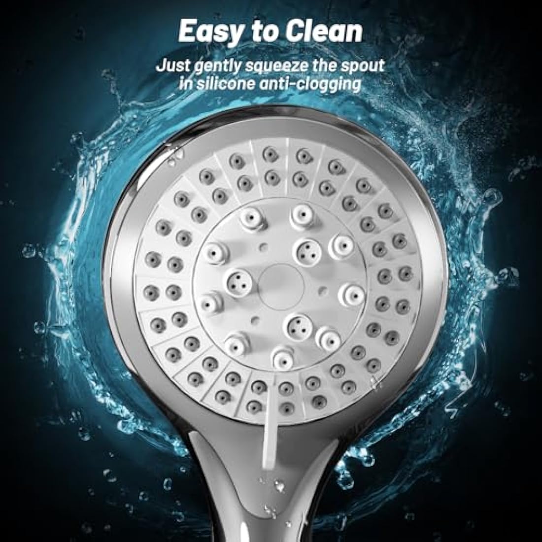 VEHHE Shower Head Powerful Flow with 1.5m Chrome Hose Pressure Boosting Shower Head Spray with 5 Modes Water Saving Bathing for Adults Children Pets Home and Gym Use