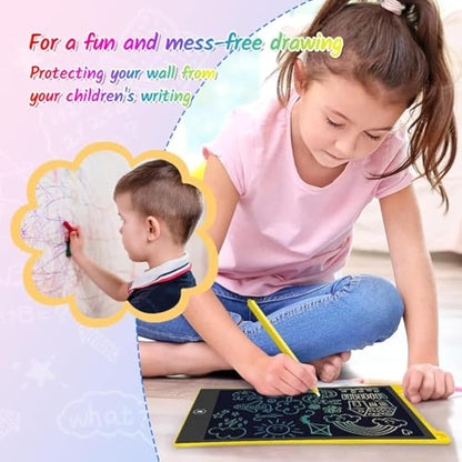 TECJOE 2 Pack LCD Writing Tablet, 10 Inch Colorful Doodle Board for Kids, Electronic Drawing Tablet Drawing Pads,Kids Travel Games Activity for Learning,Gifts for 3–6-Year-Old (Dark Blue and Yellow)