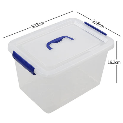 Sandmovie 12 L Plastic Storage Boxes with Lids and Handles, Clear Storage Containers, 6 Packs