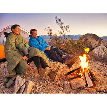 Get Out Gear Double Puffy Camping Blanket - Extra Puffy, Packable, Lightweight and Warm | Ideal for Outdoors, Travel, Stadium, Festivals, Beach, Hammock | Water-Resistant Camp Quilt (Teal Blue/Gray)