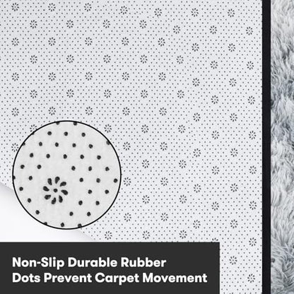 JOJOSEE Rugs Living Room, 200 x 300 cm cm Grey Area Rug, Anti Slip Soft Fluffy Shaggy Extra Large Floor Carpets Mat for Bedroom, Nursery Bedside