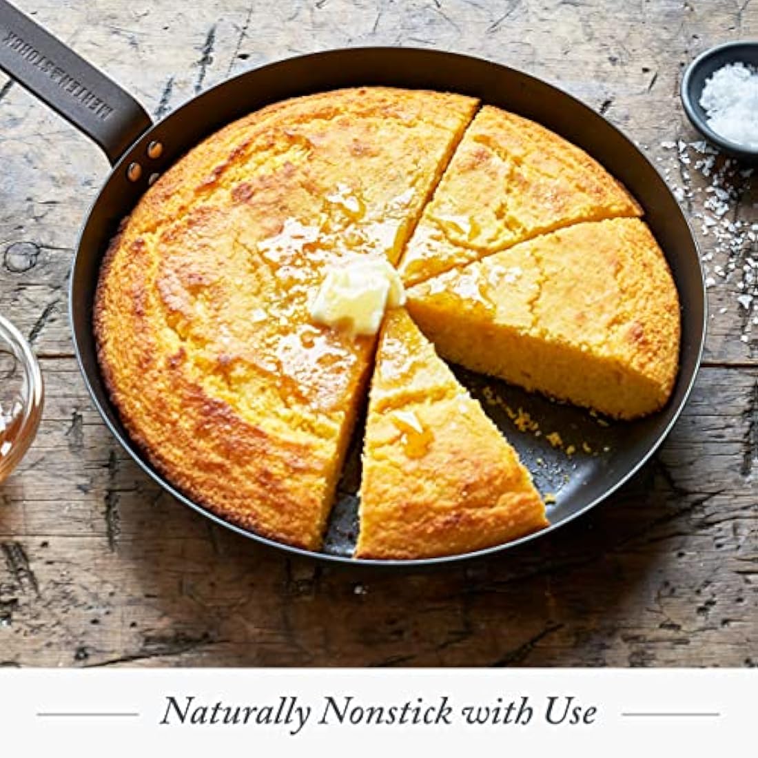 Merten & Storck Pre-Seasoned Carbon Steel Induction 26cm Frying Pan Skillet, Non-Stick with Use, Oven Safe and Broiler Safe up to 315°C, Browning, Grill, Sear, Saute, Black