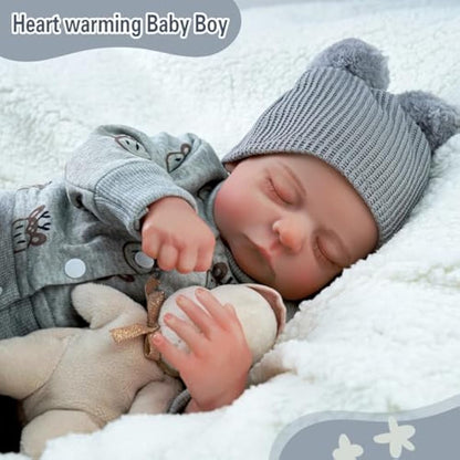 JIZHI Reborn Baby Dolls Boy - 17-Inch Realistic Lifelike Newborn Full Body Vin-yl - Real Life Babies with Accessories for Kids Age 3+