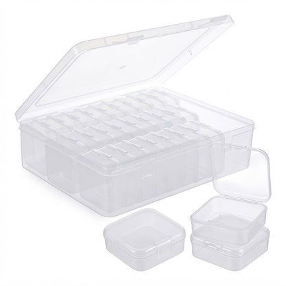 Satiskid 30 Small Plastic Storage Box with Lid for Beads Jewellery Crafts