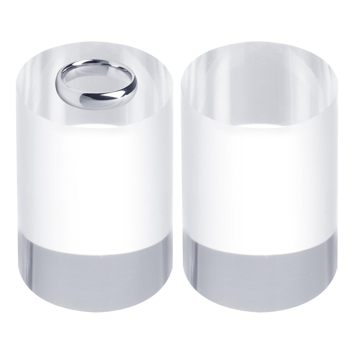 sourcing map 2pcs Acrylic Cylinder Display Blocks, 40 x 60 mm/1.6" x 2.4" Clear Jewelry Display Base Polished Cube Riser Stand Display Holder Base