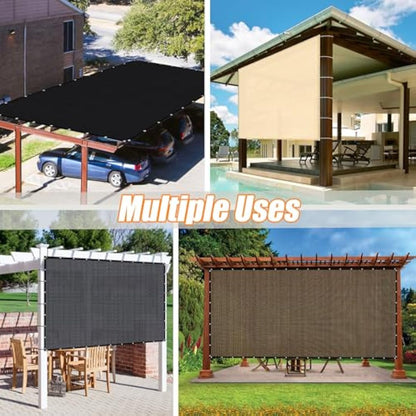 KANAGAWA 90% Sun Shade Cloth 12'X 20' Outdoor Pergola Shade Cover Canopy with Grommets UV Block Privacy Screen for Patio, Backyards, Outdoor, Carport, Garden, Mocha