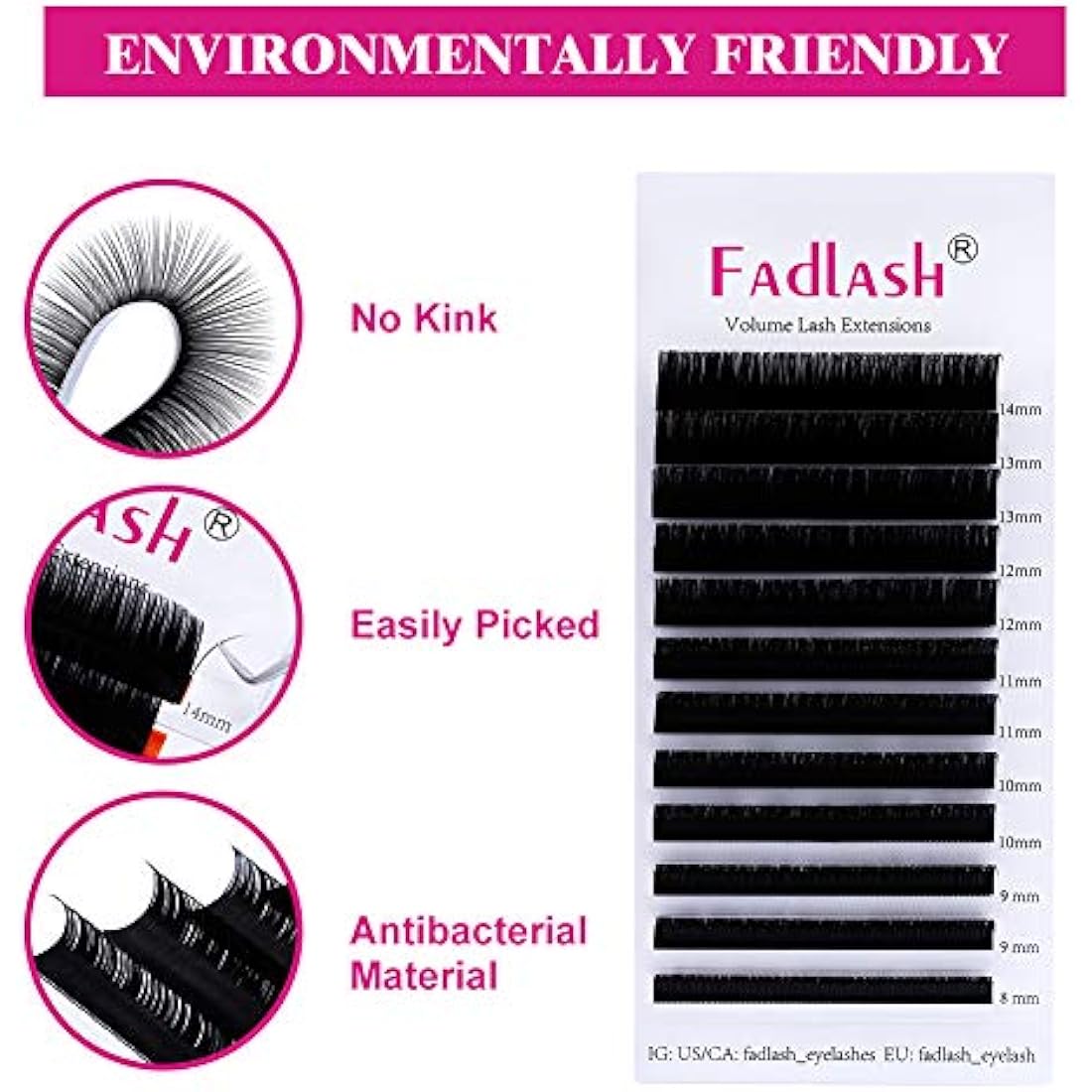 Fadlash Individual Classic Eyelash Extension 0.15mm C Curl 8-14mm Mixed Tray 1:1 Matte Black Professional Classic Individual Lashes