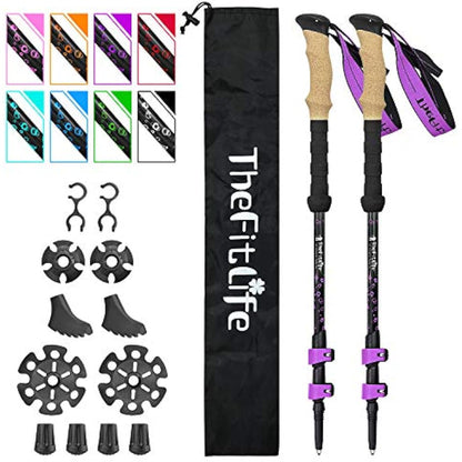 TheFitLife Carbon Fibre Trekking Poles - Collapsible and Telescopic Walking Poles, Ultra Light, Extendable, Best Walking Sticks for Traveling Camping Hiking Mountaineering