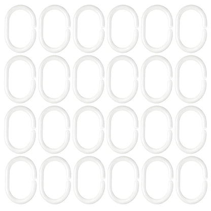 Shower Curtain Hooks, 24 PCS Shower Curtain Rings, White Plastic C-Shaped Hooks, for Shower Rods