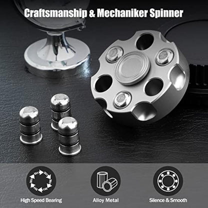 Metal Fidget Spinner Toy for Adults Kids, Cool Alloy Hand Finger Spinner Cube Toy for Stress Relief Anti Anxiety, Spinning Toys Gifts for Christmas Halloween Stocking Suffer Classroom Prizes(Sliver)