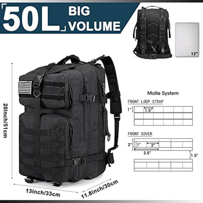 G4Free 50L Tactical Backpack Army Military Bag Water Resistant Molle Rucksack for Outdoor Fishing Hiking Camping Trekking Hunting Travelling