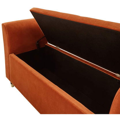 GFW Genoa Russet Fabric Ottoman Window Seat, Velvet Upholstered Storage Bench with Button Tufted Seat, Hidden Storage